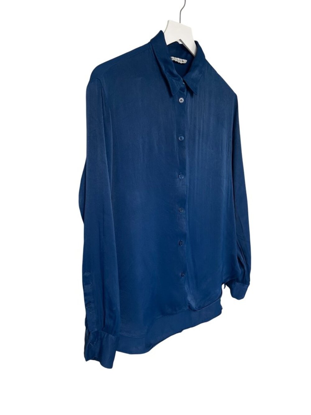 Zara Blue Button-Up Collared Long-Sleeve Shirt - Picture 3 of 5